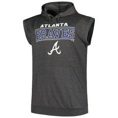 Heather Charcoal Atlanta Braves Profile Big & Tall Muscle Sleeveless Pullover Hoodie