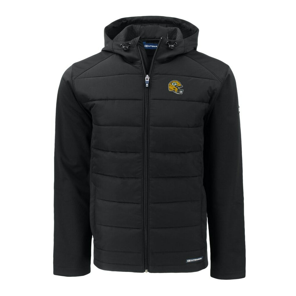 Cutter & Buck Helmet Evoke Hybrid Eco Softshell Recycled Full-Zip Hoodie Jacket - Green Bay Packers Hoodies
