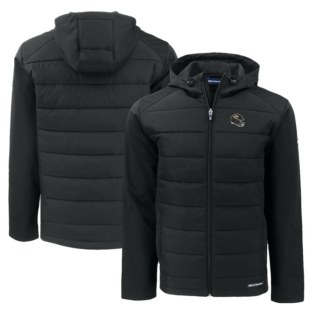 Cutter & Buck Helmet Evoke Hybrid Eco Softshell Recycled Full-Zip Hoodie Jacket - Jacksonville Jaguars Hoodies