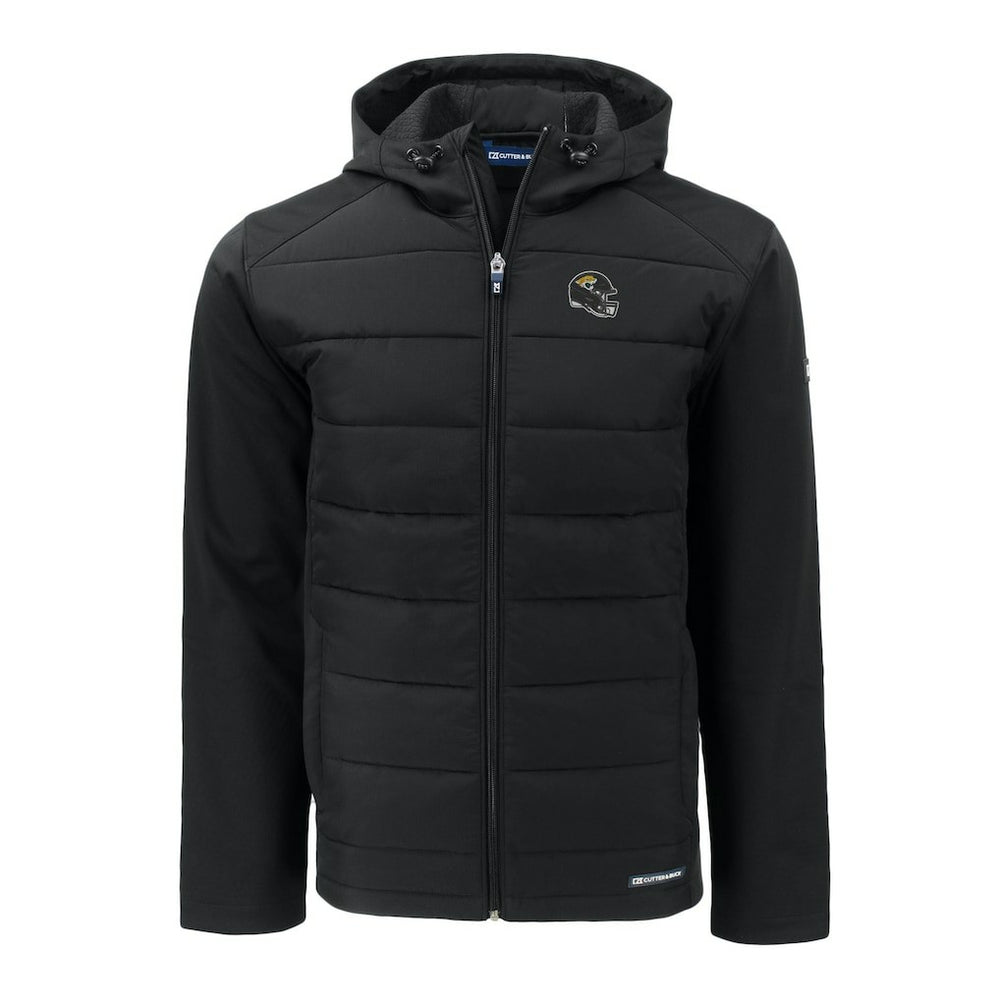 Cutter & Buck Helmet Evoke Hybrid Eco Softshell Recycled Full-Zip Hoodie Jacket - Jacksonville Jaguars Hoodies