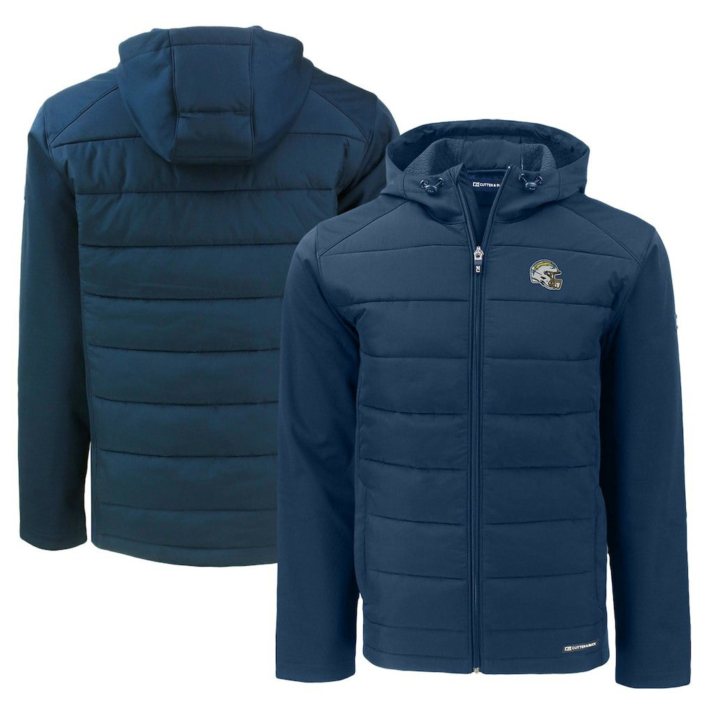Cutter & Buck Helmet Evoke Hybrid Eco Softshell Recycled Full-Zip Hoodie Jacket - Los Angeles Chargers Hoodies
