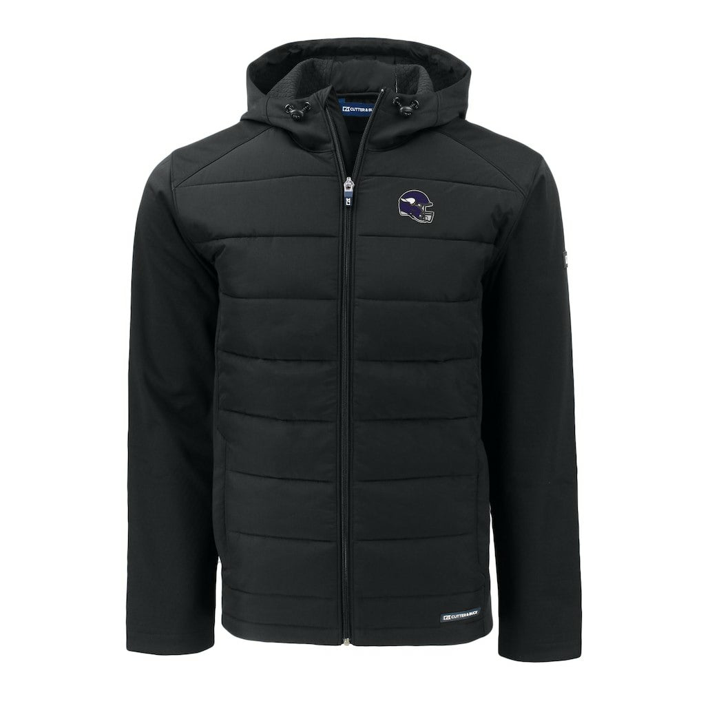 Cutter & Buck Helmet Evoke Hybrid Eco Softshell Recycled Full-Zip Hoodie Jacket - Minnesota Vikings Hoodies