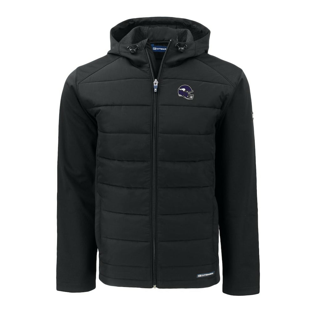 Cutter & Buck Helmet Evoke Hybrid Eco Softshell Recycled Full-Zip Hoodie Jacket - Minnesota Vikings Hoodies
