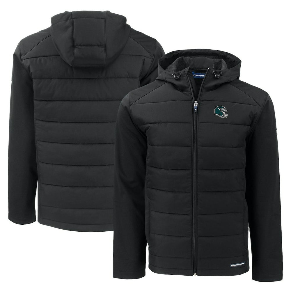 Cutter & Buck Helmet Evoke Hybrid Eco Softshell Recycled Full-Zip Hoodie Jacket - Philadelphia Eagles Hoodies