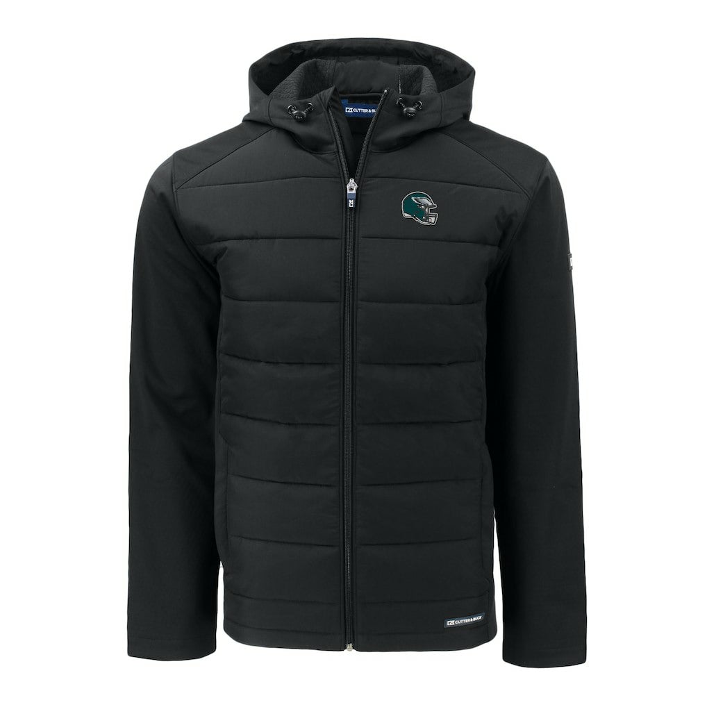 Cutter & Buck Helmet Evoke Hybrid Eco Softshell Recycled Full-Zip Hoodie Jacket - Philadelphia Eagles Hoodies