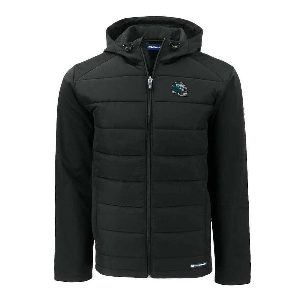 Cutter & Buck Helmet Evoke Hybrid Eco Softshell Recycled Full-Zip Hoodie Jacket - Philadelphia Eagles Hoodies