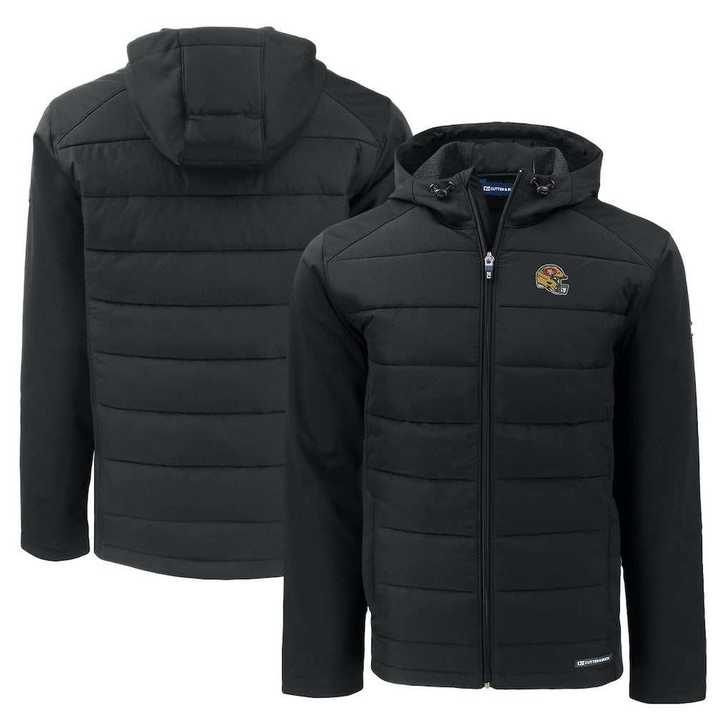 Cutter & Buck Helmet Evoke Hybrid Eco Softshell Recycled Full-Zip Hoodie Jacket - San Francisco 49ers Hoodies