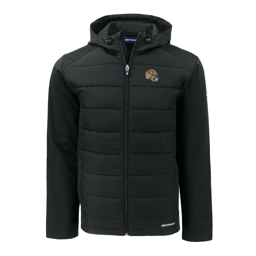 Cutter & Buck Helmet Evoke Hybrid Eco Softshell Recycled Full-Zip Hoodie Jacket - San Francisco 49ers Hoodies