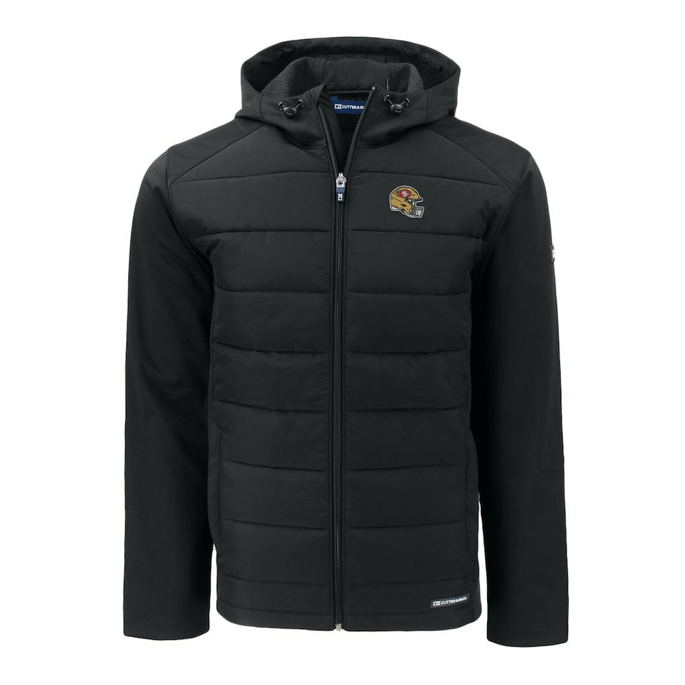 Cutter & Buck Helmet Evoke Hybrid Eco Softshell Recycled Full-Zip Hoodie Jacket - San Francisco 49ers Hoodies