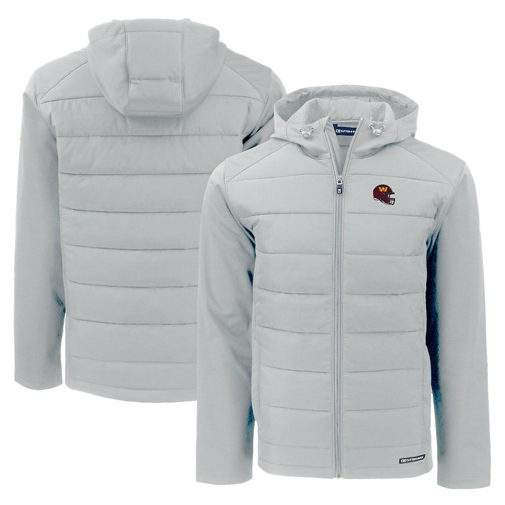 Cutter & Buck Helmet Evoke Hybrid Eco Softshell Recycled Full-Zip Hoodie Jacket - Washington Commanders Hoodies