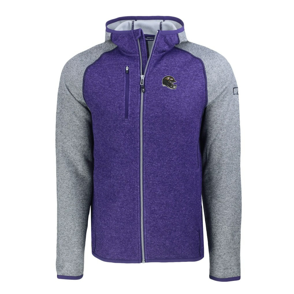 Cutter & Buck Helmet Mainsail Sweater-Knit Full-Zip Hoodie - Baltimore Ravens Hoodies