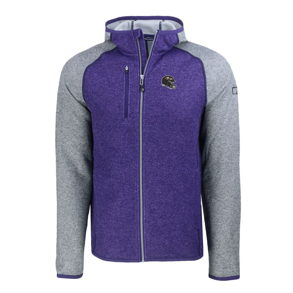 Cutter & Buck Helmet Mainsail Sweater-Knit Full-Zip Hoodie - Baltimore Ravens Hoodies