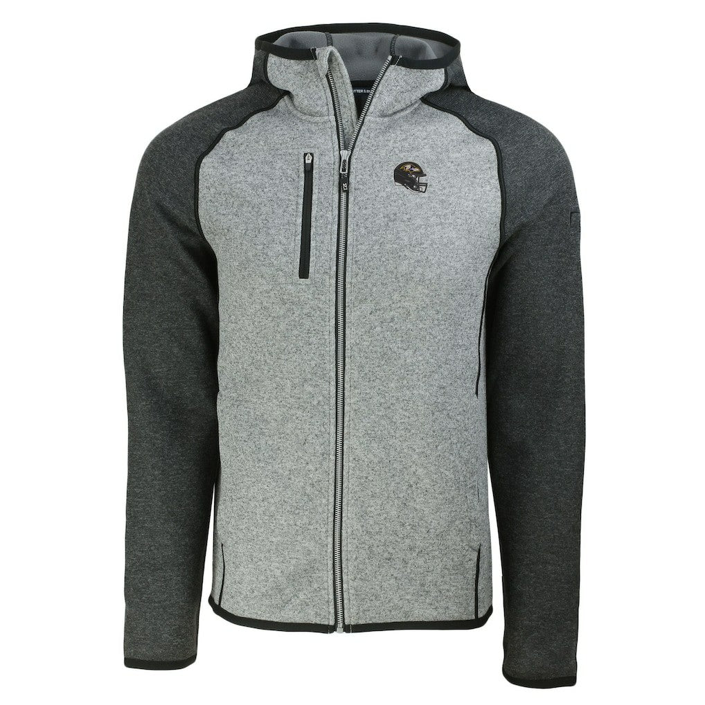 Cutter & Buck Helmet Mainsail Sweater-Knit Full-Zip Hoodie - Baltimore Ravens Hoodies