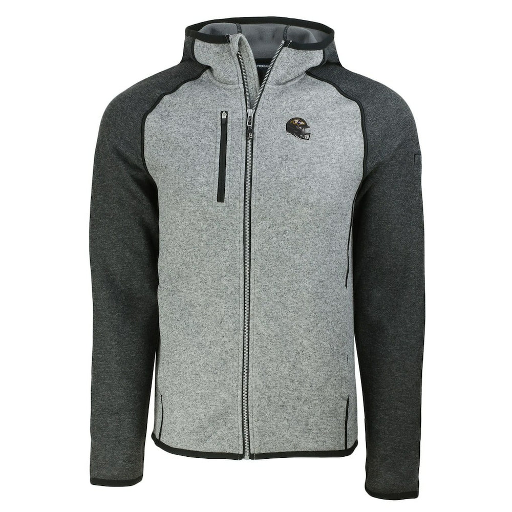 Cutter & Buck Helmet Mainsail Sweater-Knit Full-Zip Hoodie - Baltimore Ravens Hoodies