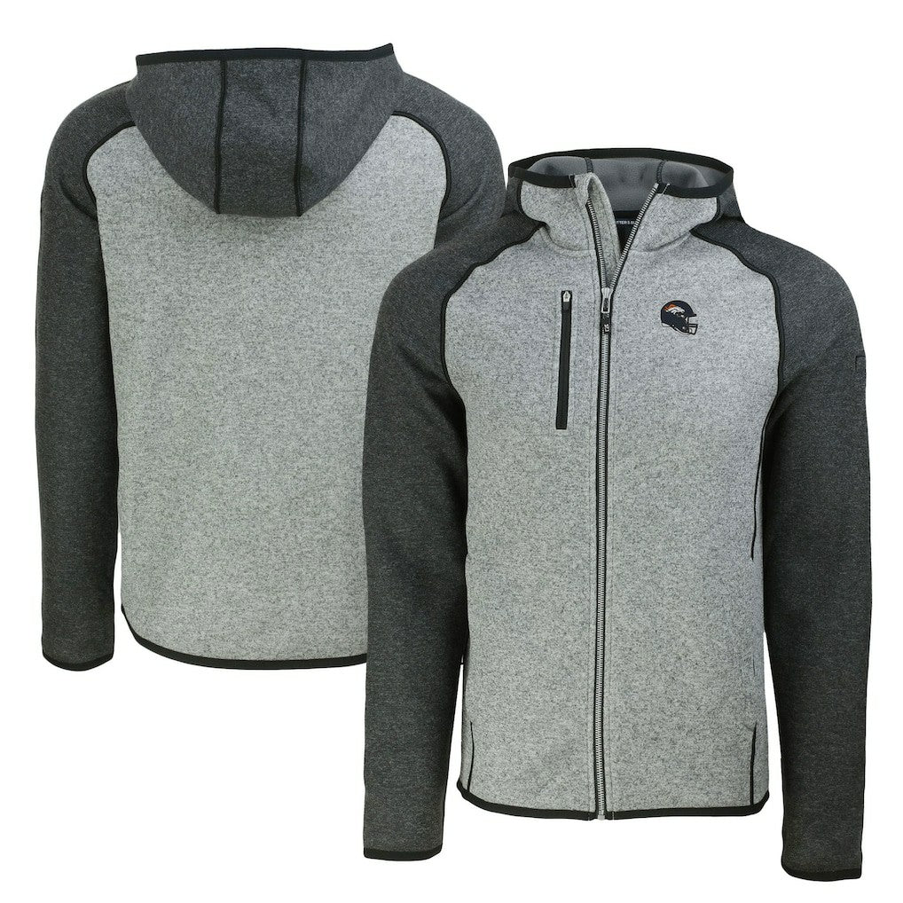 Cutter & Buck Helmet Mainsail Sweater-Knit Full-Zip Hoodie - Denver Broncos Hoodies