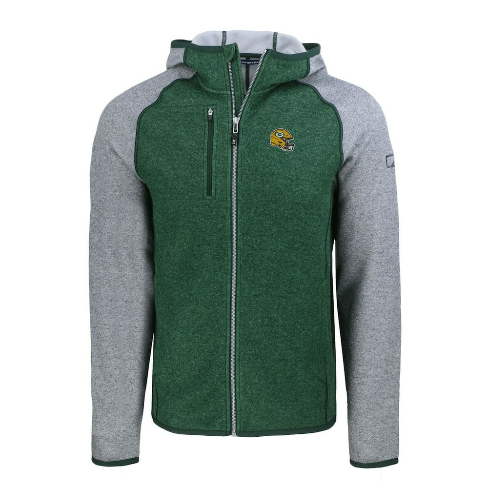 Cutter & Buck Helmet Mainsail Sweater-Knit Full-Zip Hoodie - Green Bay Packers Hoodies
