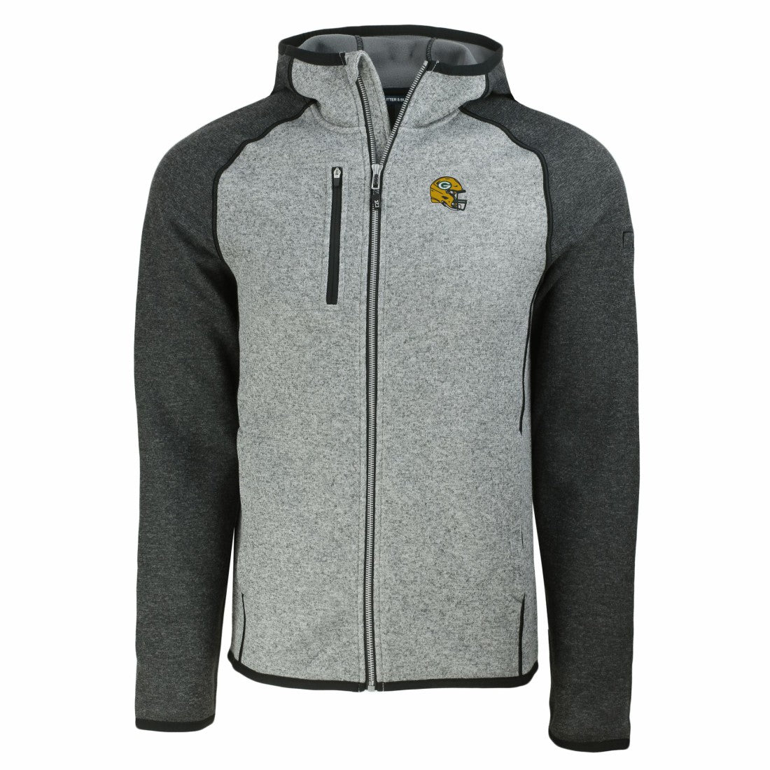 Cutter & Buck Helmet Mainsail Sweater-Knit Full-Zip Hoodie - Green Bay Packers Hoodies
