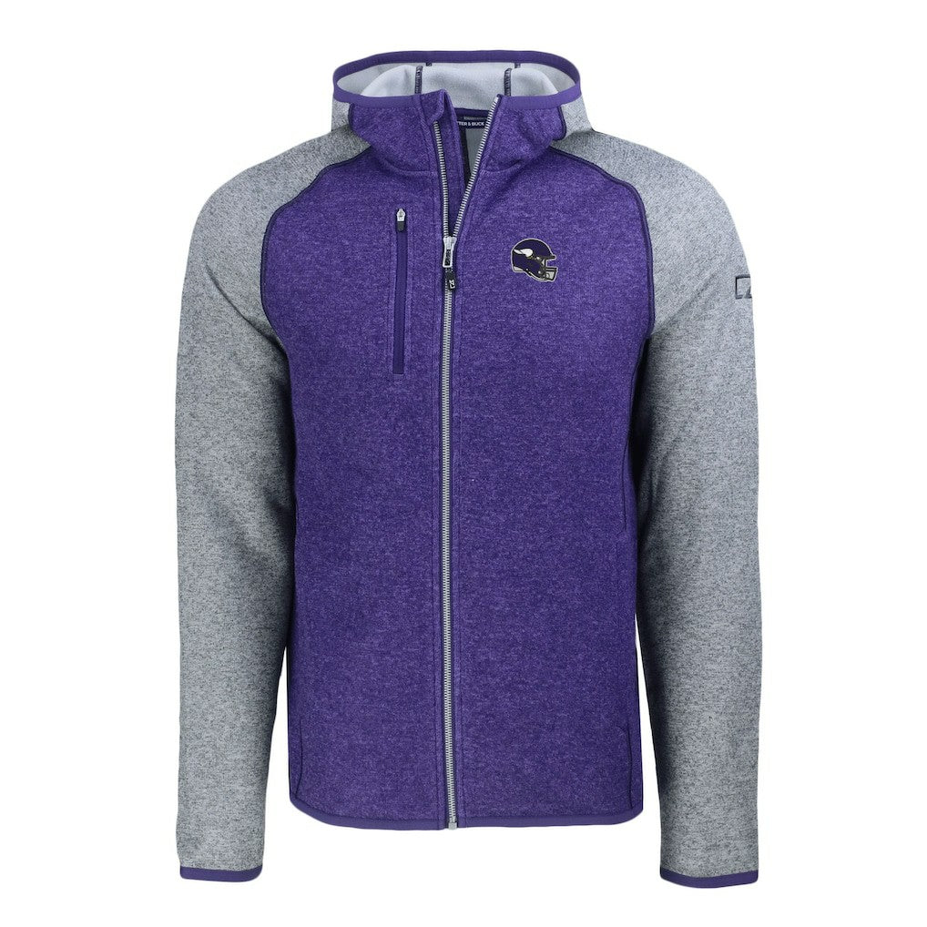 Cutter & Buck Helmet Mainsail Sweater-Knit Full-Zip Hoodie - Minnesota Vikings Hoodies