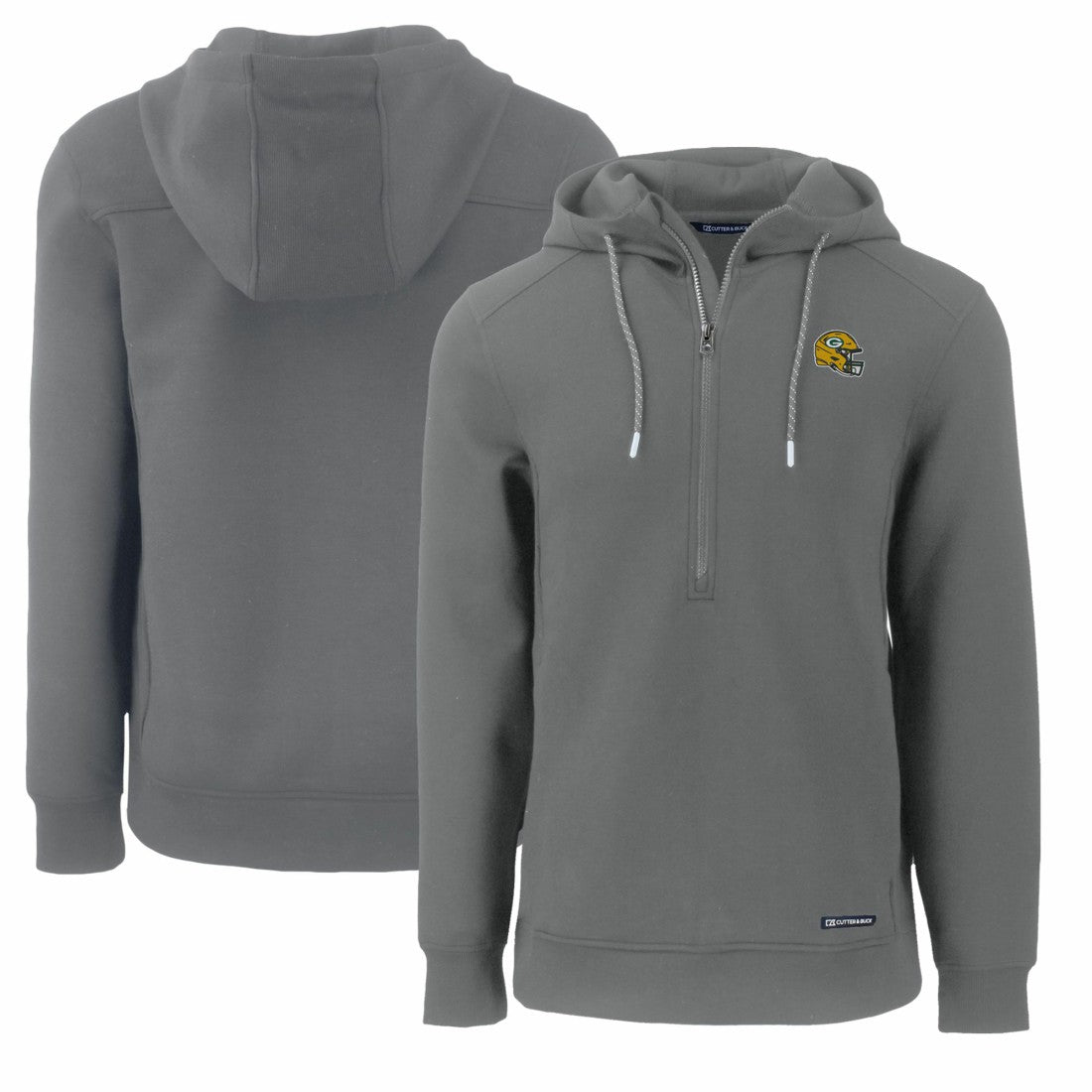 Cutter & Buck Helmet Roam Eco Half-Zip Recycled Pullover Hoodie - Green Bay Packers Hoodies