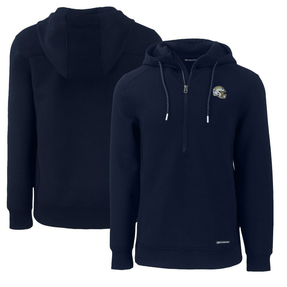 Cutter & Buck Helmet Roam Eco Half-Zip Recycled Pullover Hoodie - Los Angeles Chargers Hoodies