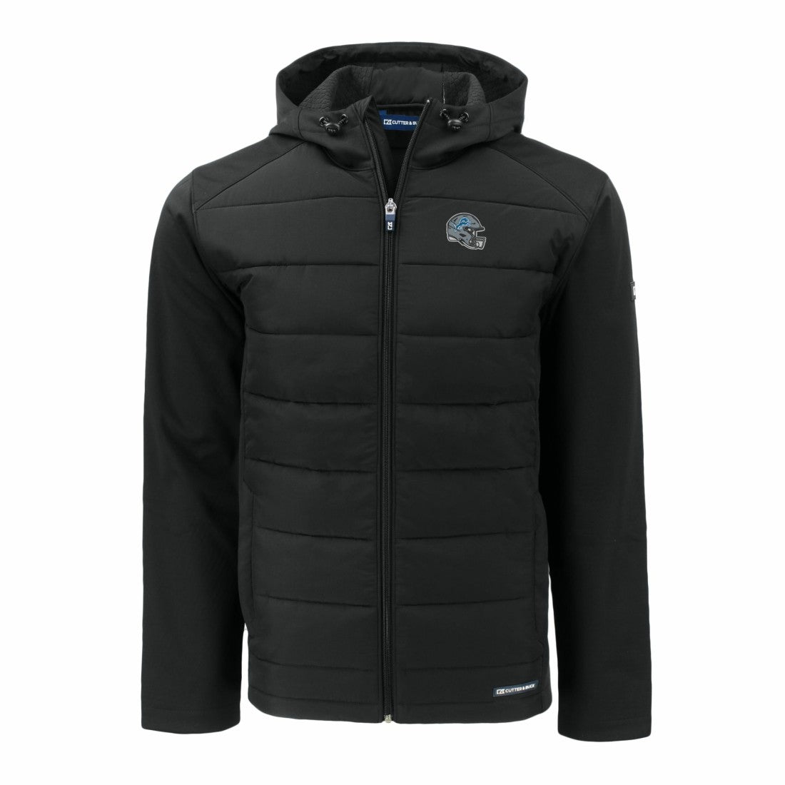 Cutter & Buck Helmet Big & Tall Evoke Hybrid Eco Softshell Recycled Full-Zip Hoodie Jacket - Detroit Lions Hoodies