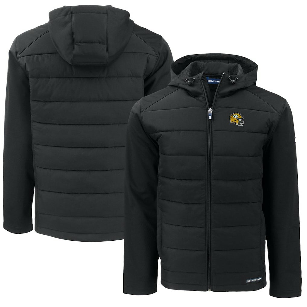 Cutter & Buck Helmet Big & Tall Evoke Hybrid Eco Softshell Recycled Full-Zip Jacket - Green Bay Packers Jackets