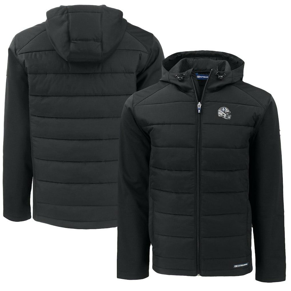 Cutter & Buck Helmet Big & Tall Evoke Hybrid Eco Softshell Recycled Full-Zip Hoodie Jacket - Indianapolis Colts Hoodies