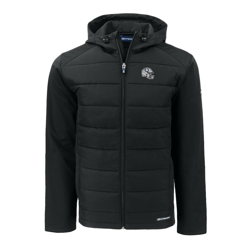 Cutter & Buck Helmet Big & Tall Evoke Hybrid Eco Softshell Recycled Full-Zip Hoodie Jacket - Indianapolis Colts Hoodies