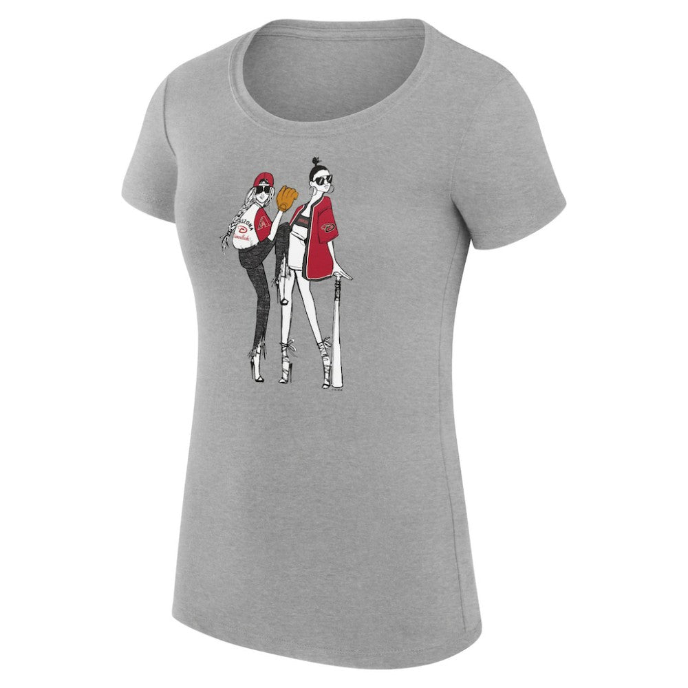 Heather Gray Arizona Diamondbacks G-III 4Her by Carl Banks Women's Super-Slim Fit Lightweight Baseball Girls T-Shirt