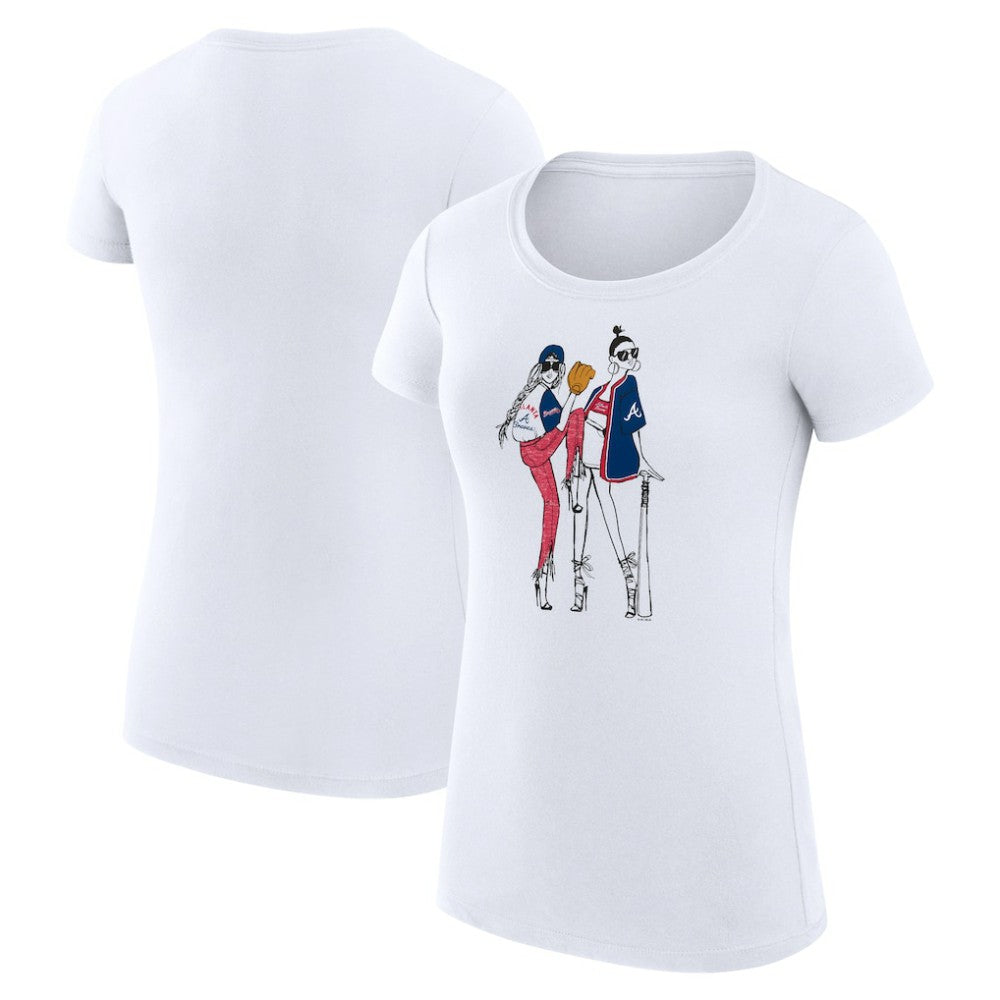 White Atlanta Braves G-III 4Her by Carl Banks Women's Super-Slim Fit Lightweight Baseball Girls T-Shirt