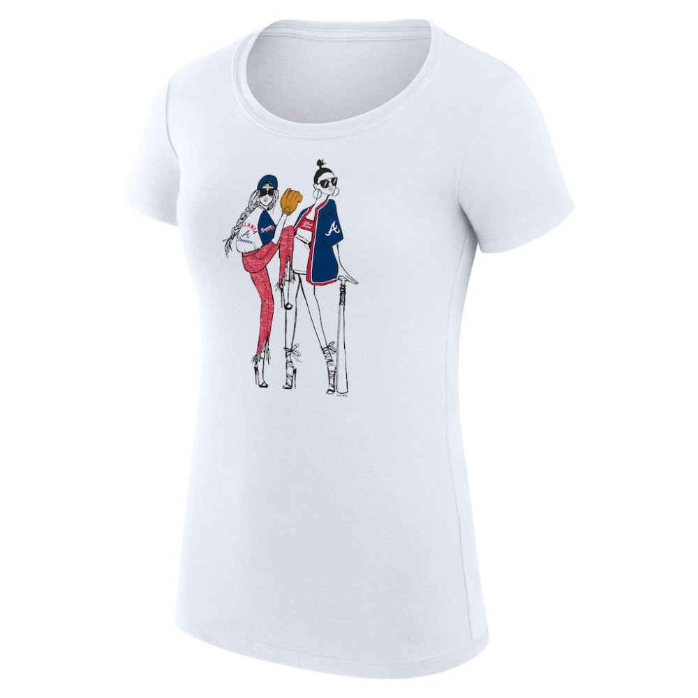 White Atlanta Braves G-III 4Her by Carl Banks Women's Super-Slim Fit Lightweight Baseball Girls T-Shirt