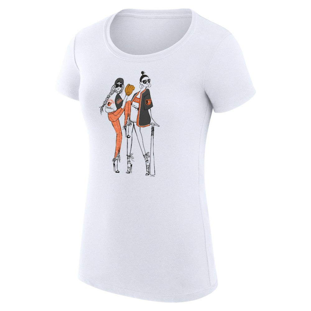 White Baltimore Orioles G-III 4Her by Carl Banks Women's Super-Slim Fit Lightweight Baseball Girls T-Shirt