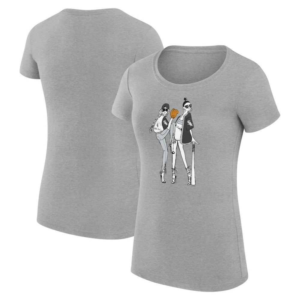 Heather Gray Chicago White Sox G-III 4Her by Carl Banks Women's Super-Slim Fit Lightweight Baseball Girls T-Shirt