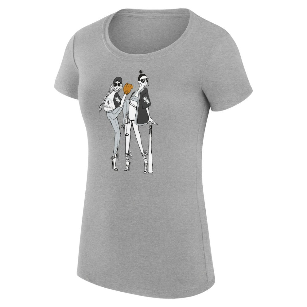 Heather Gray Chicago White Sox G-III 4Her by Carl Banks Women's Super-Slim Fit Lightweight Baseball Girls T-Shirt