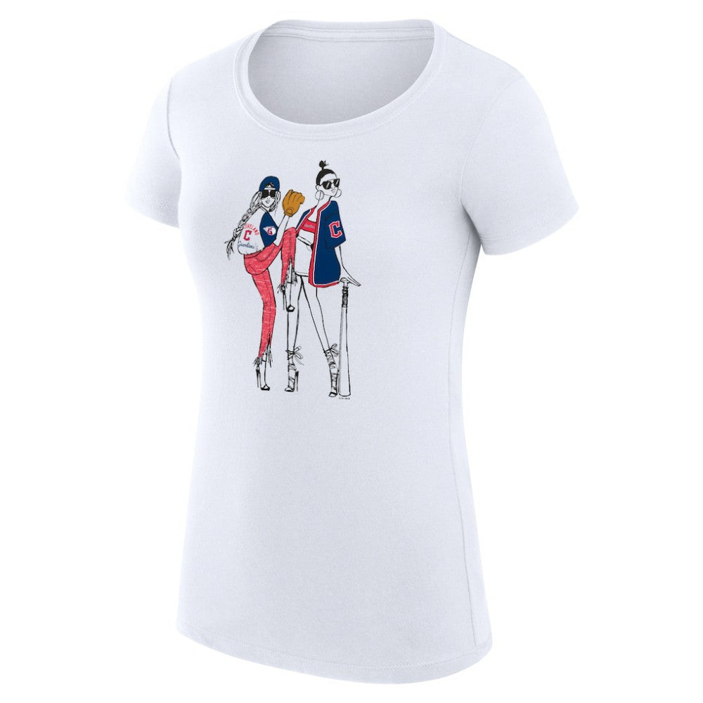 White Cleveland Guardians G-III 4Her by Carl Banks Women's Super-Slim Fit Lightweight Baseball Girls T-Shirt