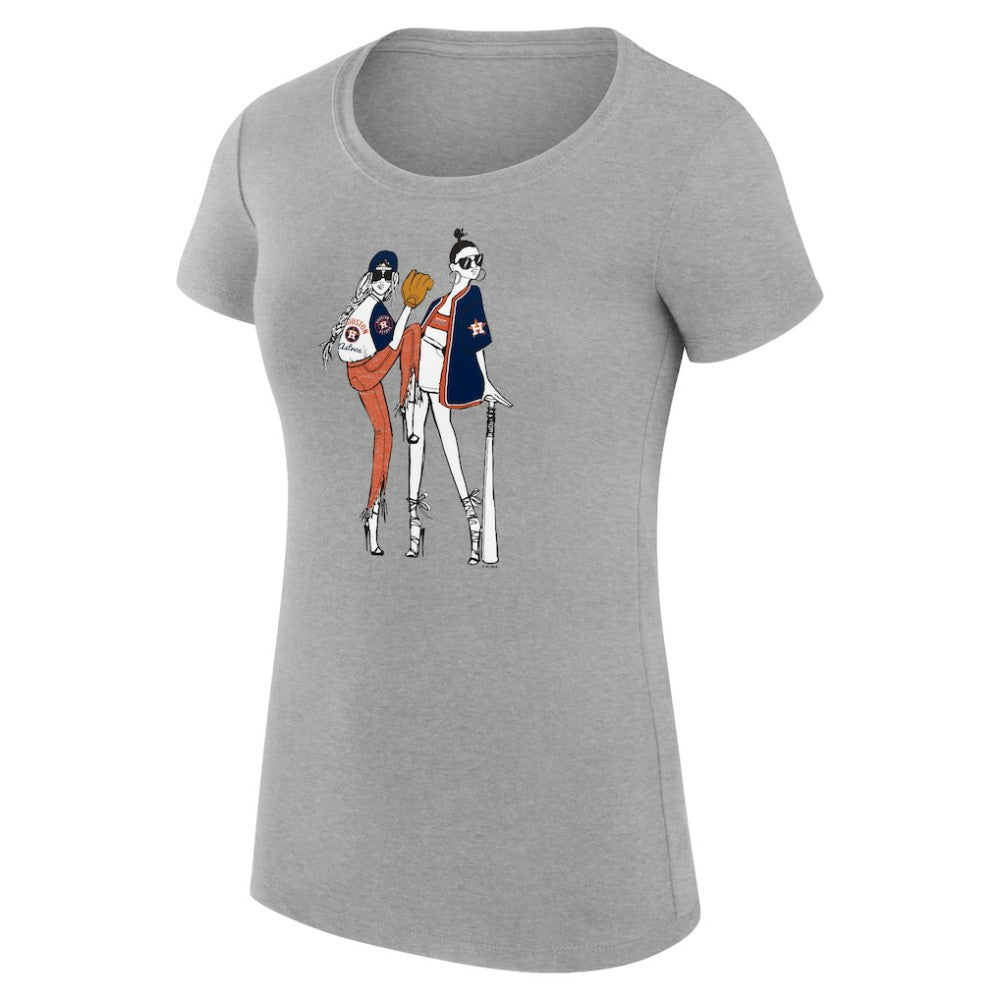 Heather Gray Houston Astros G-III 4Her by Carl Banks Women's Super-Slim Fit Lightweight Baseball Girls T-Shirt