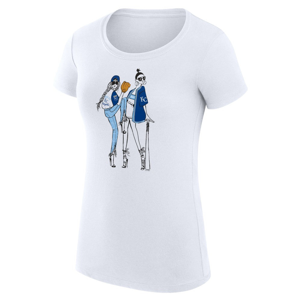 White Kansas City Royals G-III 4Her by Carl Banks Women's Super-Slim Fit Lightweight Baseball Girls T-Shirt