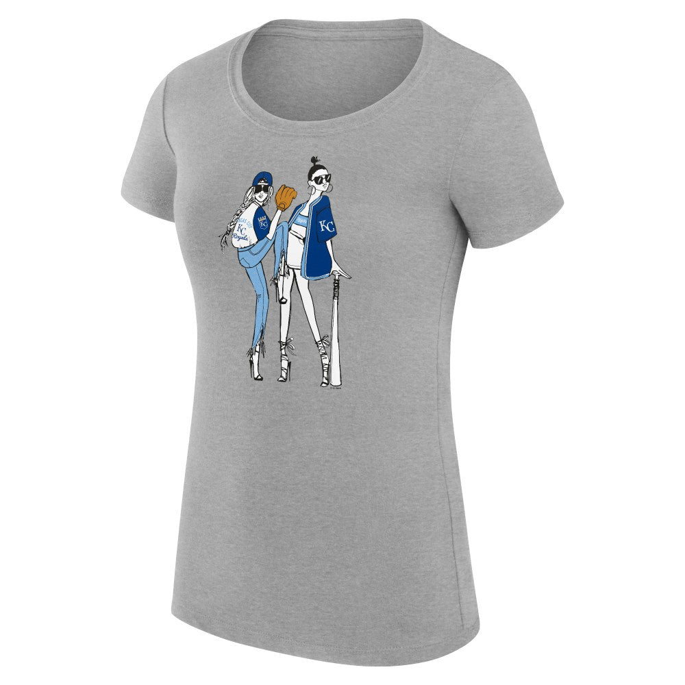 Heather Gray Kansas City Royals G-III 4Her by Carl Banks Women's Super-Slim Fit Lightweight Baseball Girls T-Shirt