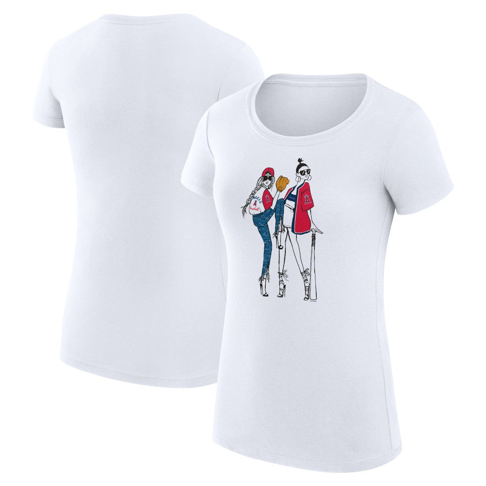 White Los Angeles Angels G-III 4Her by Carl Banks Women's Super-Slim Fit Lightweight Baseball Girls T-Shirt