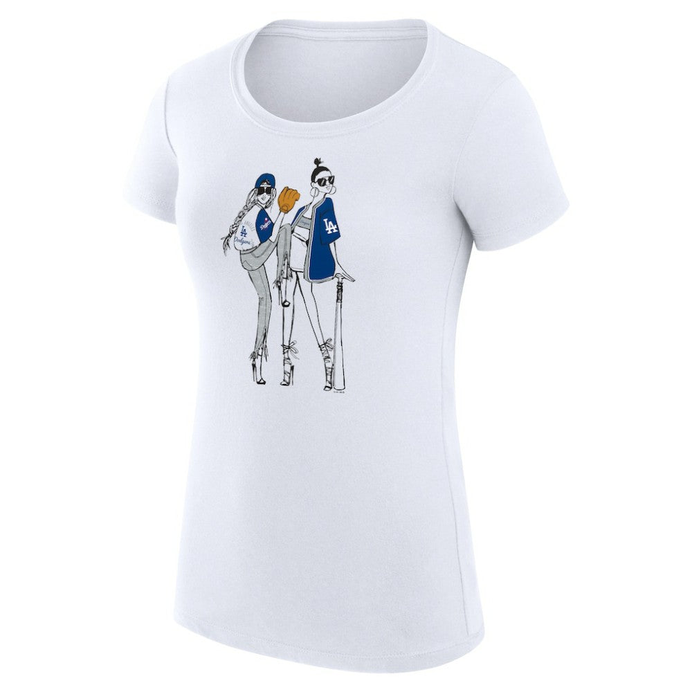 White Los Angeles Dodgers G-III 4Her by Carl Banks Women's Super-Slim Fit Lightweight Baseball Girls T-Shirt