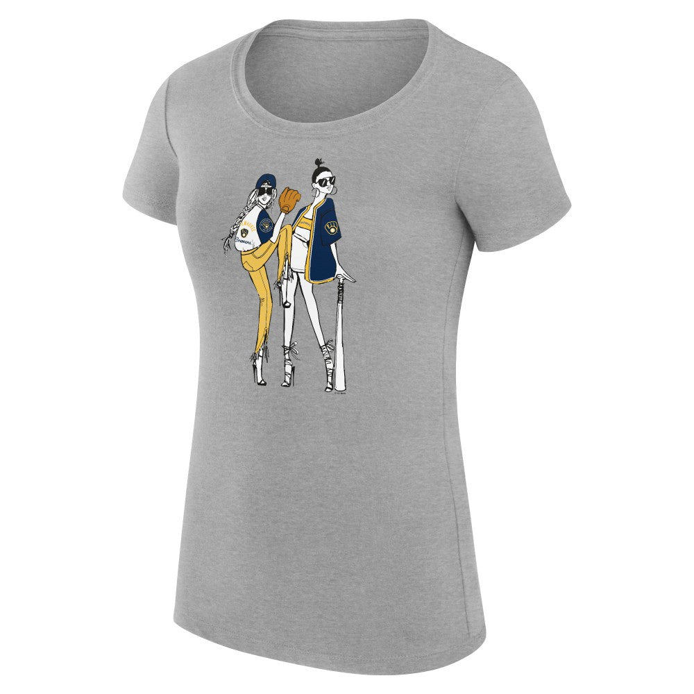Heather Gray Milwaukee Brewers G-III 4Her by Carl Banks Women's Super-Slim Fit Lightweight Baseball Girls T-Shirt