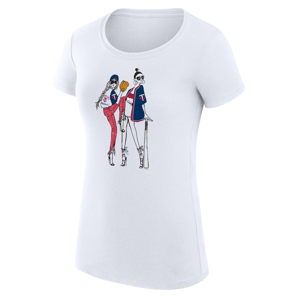 White Minnesota Twins G-III 4Her by Carl Banks Women's Super-Slim Fit Lightweight Baseball Girls T-Shirt
