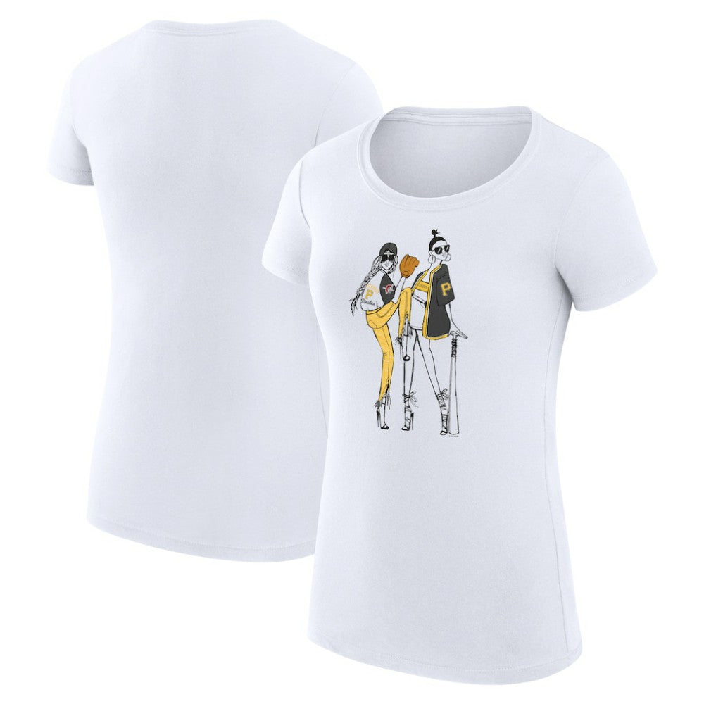 White Pittsburgh Pirates G-III 4Her by Carl Banks Women's Super-Slim Fit Lightweight Baseball Girls T-Shirt