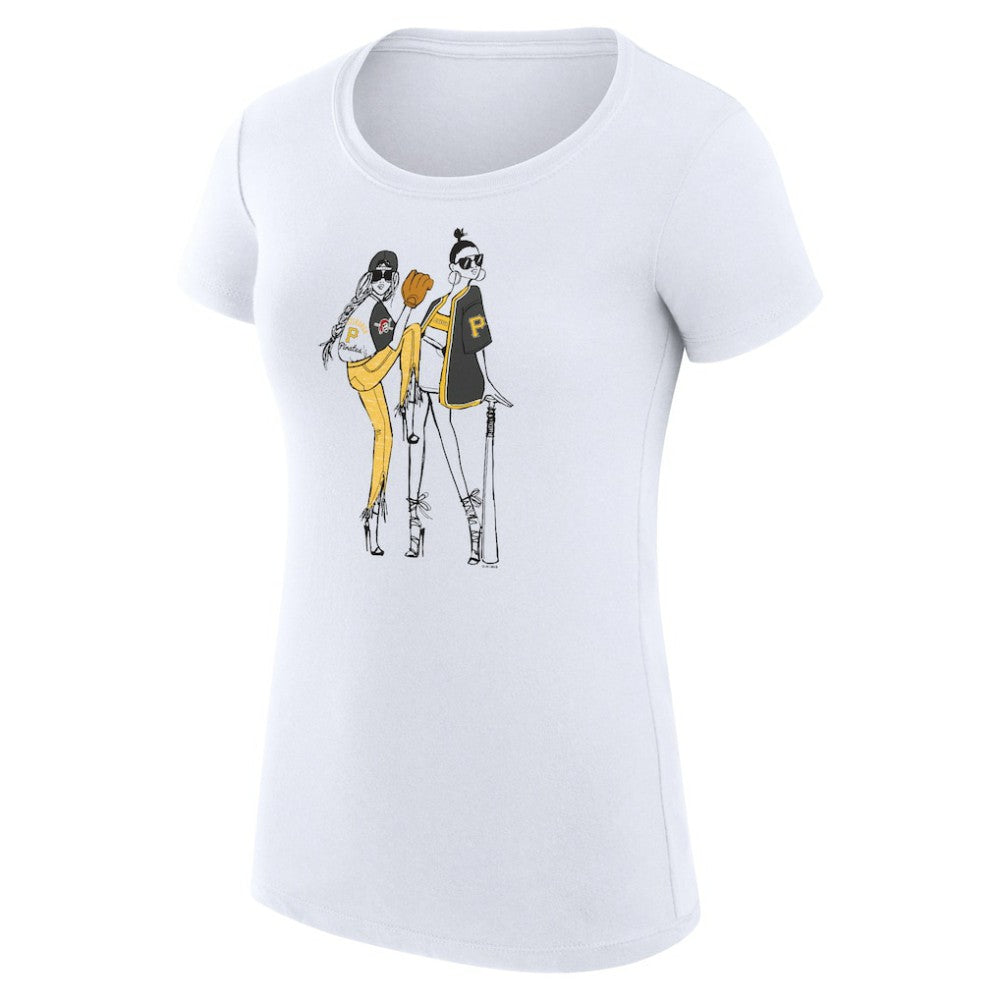 White Pittsburgh Pirates G-III 4Her by Carl Banks Women's Super-Slim Fit Lightweight Baseball Girls T-Shirt