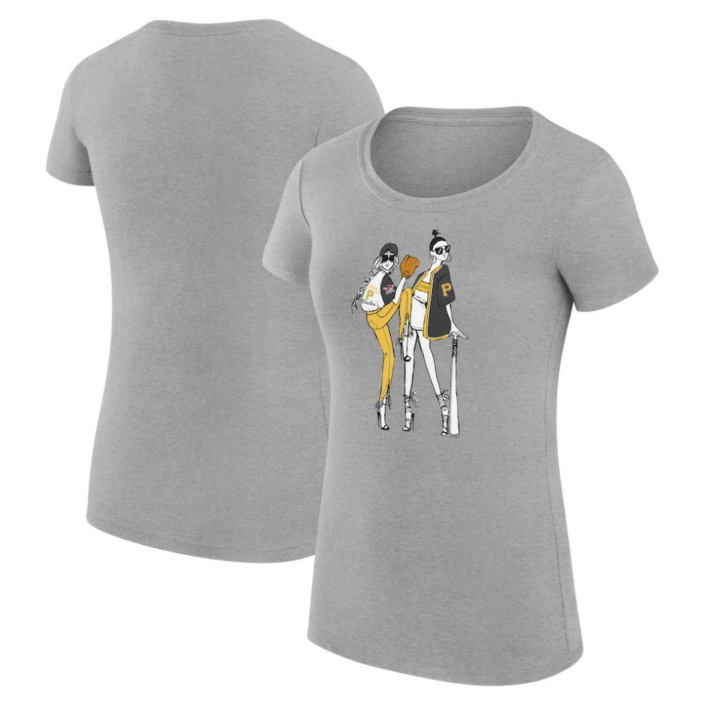 Heather Gray Pittsburgh Pirates G-III 4Her by Carl Banks Women's Super-Slim Fit Lightweight Baseball Girls T-Shirt