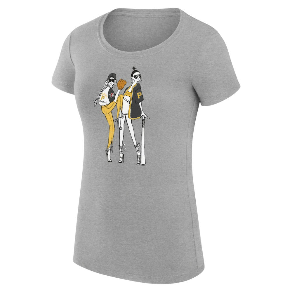 Heather Gray Pittsburgh Pirates G-III 4Her by Carl Banks Women's Super-Slim Fit Lightweight Baseball Girls T-Shirt
