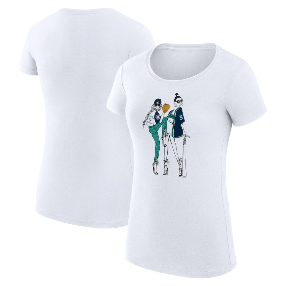 White Seattle Mariners G-III 4Her by Carl Banks Women's Super-Slim Fit Lightweight Baseball Girls T-Shirt