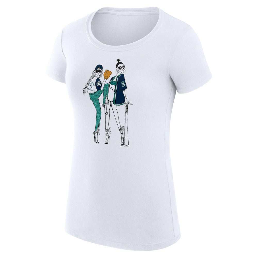 White Seattle Mariners G-III 4Her by Carl Banks Women's Super-Slim Fit Lightweight Baseball Girls T-Shirt