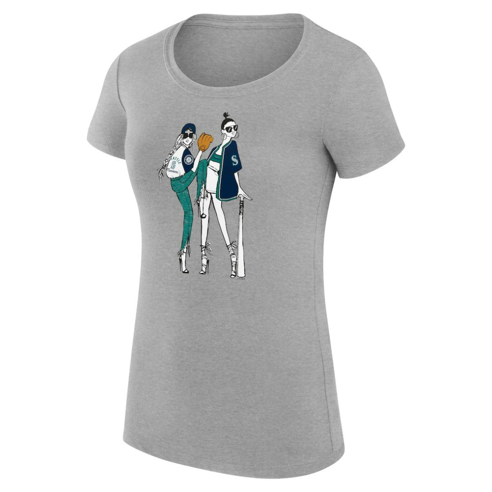Heather Gray Seattle Mariners G-III 4Her by Carl Banks Women's Super-Slim Fit Lightweight Baseball Girls T-Shirt
