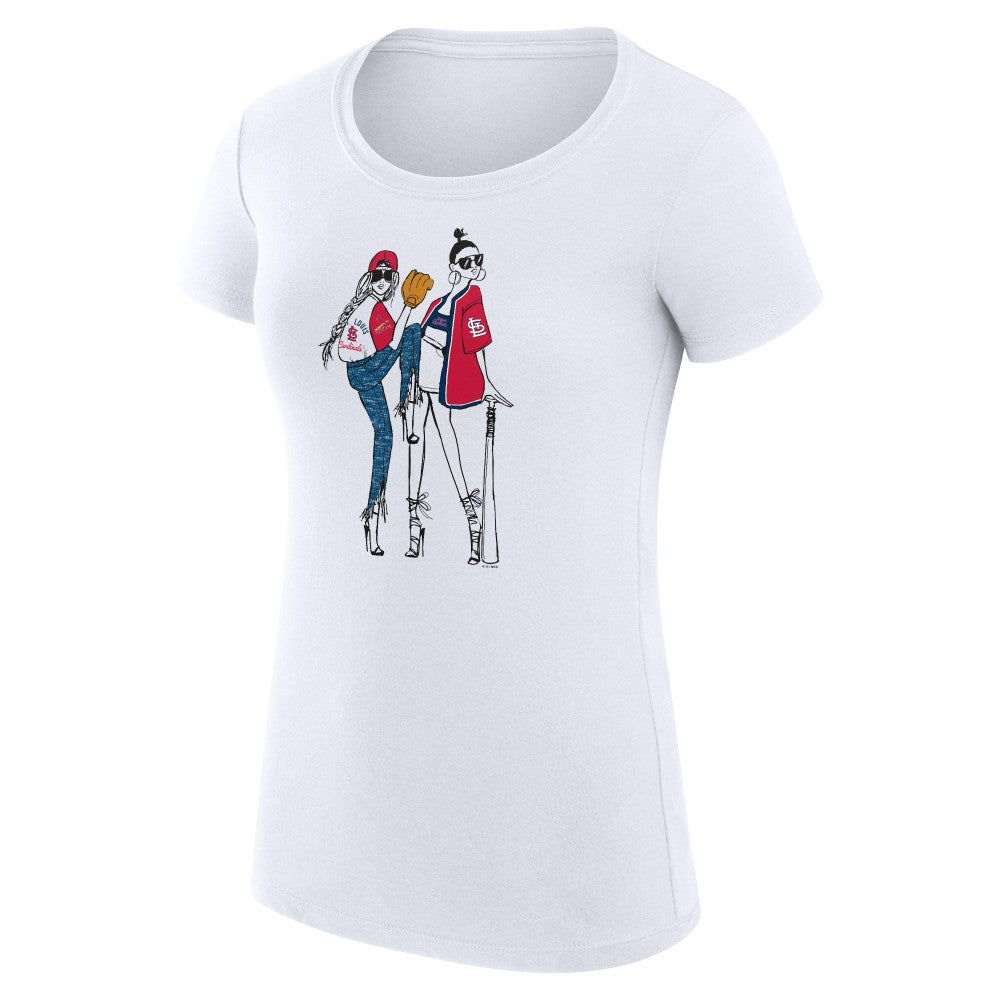 White St. Louis Cardinals G-III 4Her by Carl Banks Women's Super-Slim Fit Lightweight Baseball Girls T-Shirt